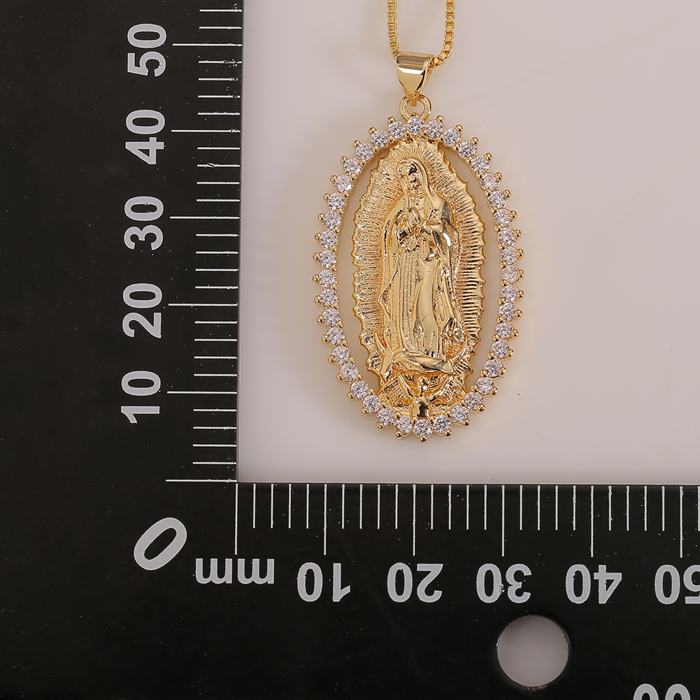 New Inlaid Zircon Madonna Of Death Pendant Necklace Wholesale Nihaojewelry display picture 1