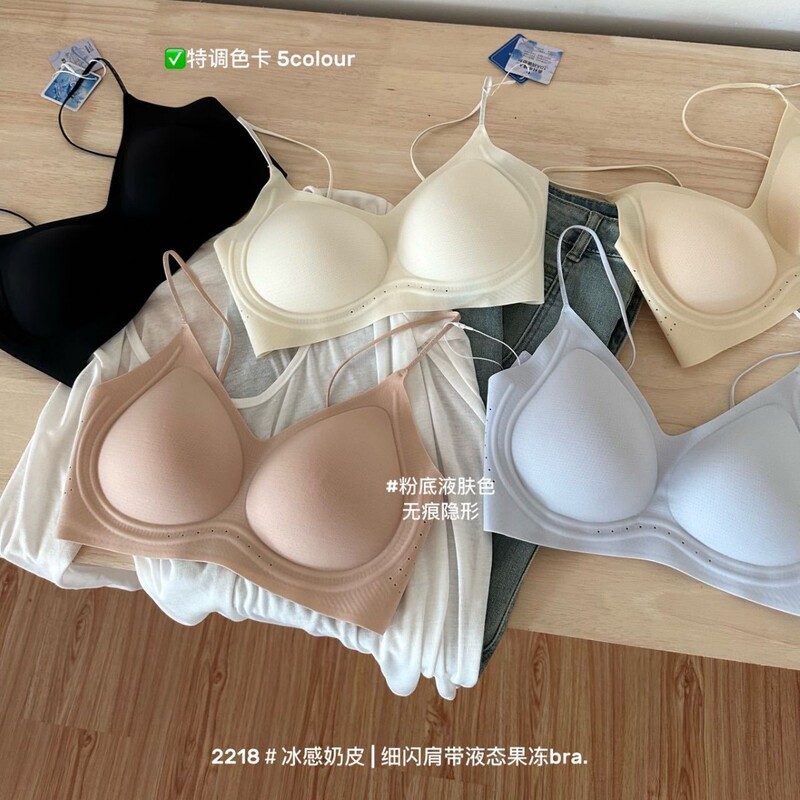 Original 2218 Cool 10A Antibacterial Camellia Ultra-thin Traceless Underwear Women's Soft Support Breathable Vest Bra 9