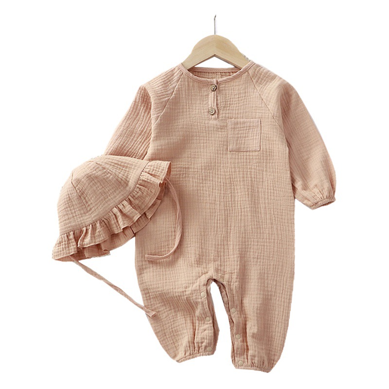 Ropa de bebé primavera y otoño nuevo recién nacido mameluco largo algodón gasa mono del verano Pijamas