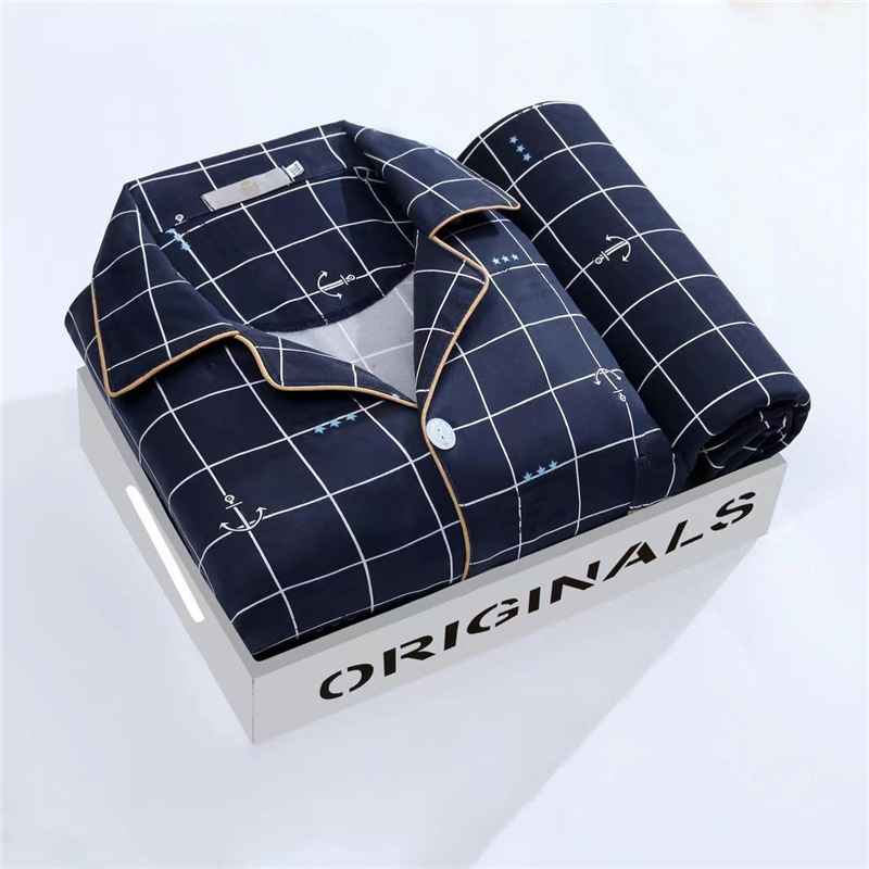 Pijamas de algodón masculinos primavera y otoño delgados pantalones de manga larga, jóvenes de mediana edad y ancianos, cardigans casuales, set de ropa para el hogar, cuatro temporadas