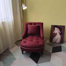 原创设计美式乡村卧室新古典贵妃椅美人靠欧式懒人沙发休闲躺椅