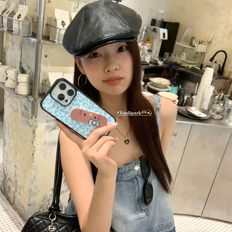Yuri Park ins 甘くてクールでかわいいヒョウ柄猫バンドエイドホルダー 15 16pro Apple 16ProMax に適しています|undefined