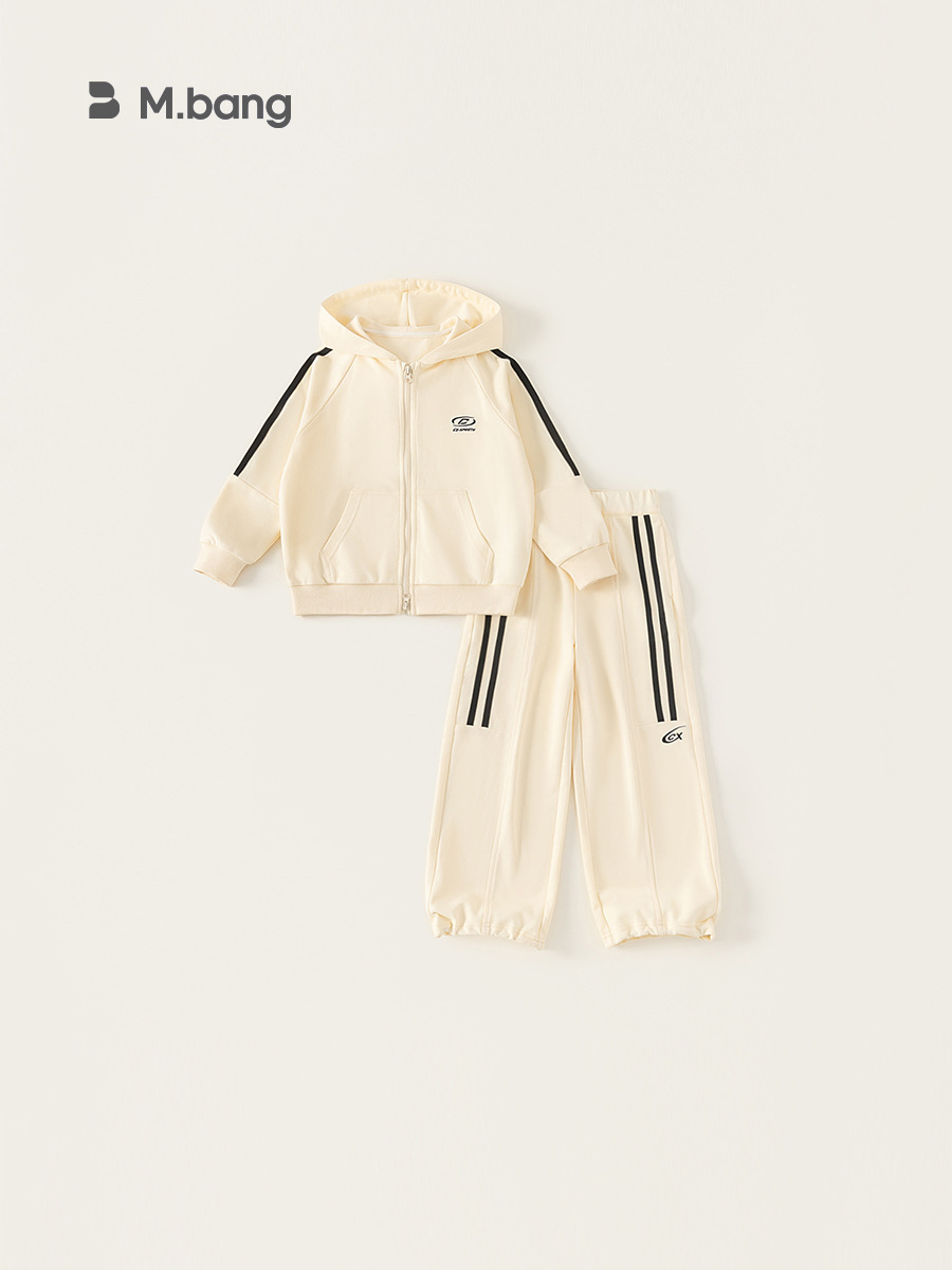 Yubao ropa infantil primavera traje casual bolsillo chaqueta con capuz chaqueta pantalones casuales deportivos de dos piezas image 3