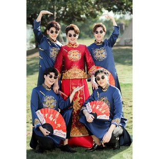 Chinese-Style Groomsmen Suits for Wedding Brothers, Summer Wedding 2025 Wedding Retro Chinese Style Tang Suit Brothers Group