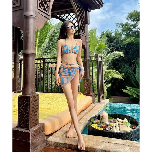 Swimsuit women's ins bikini breast pad three-piece set sexy hot girl three-point style Sanya vacation beach hot spring swimsuit