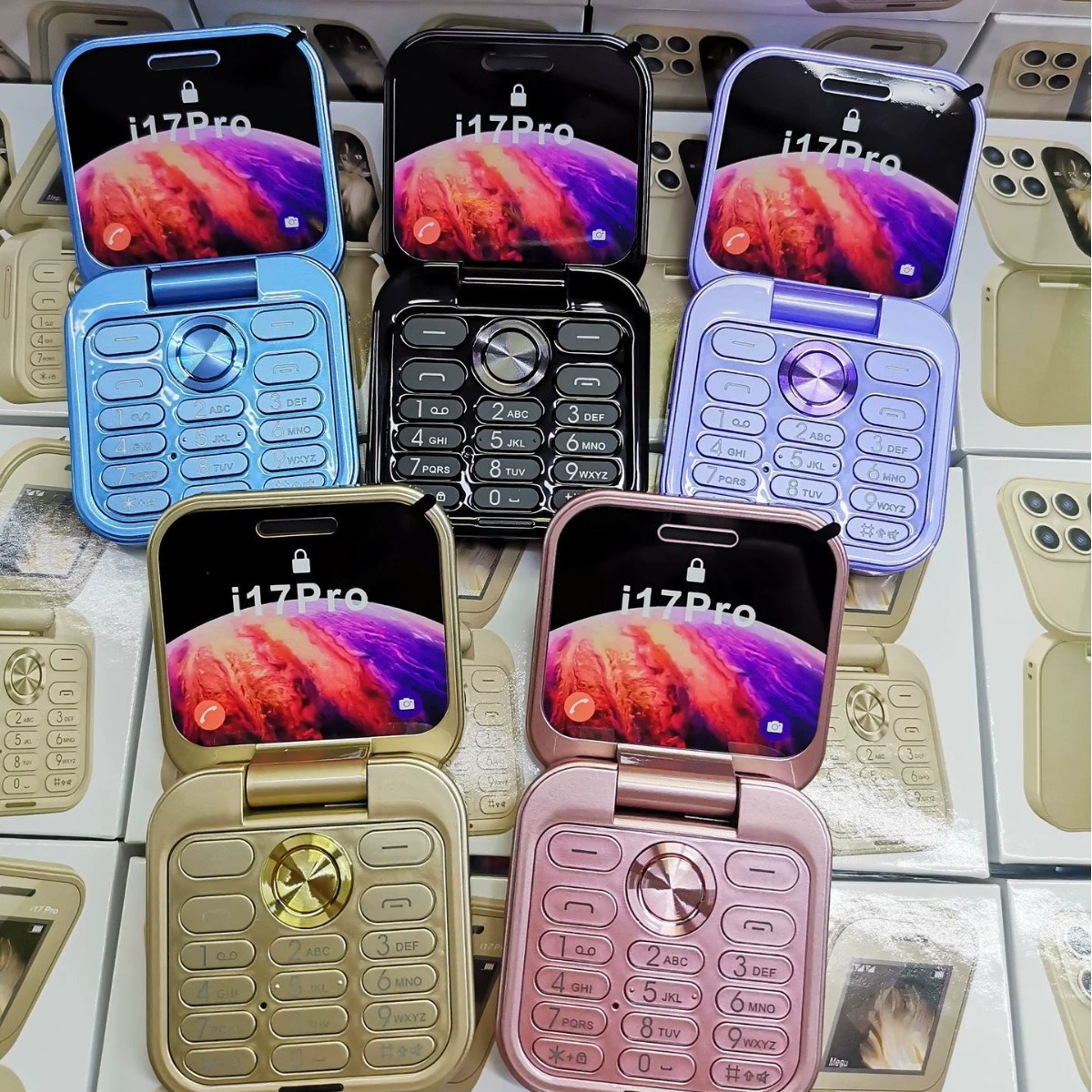 Складной мобильник i17 Pro, компактный раскладной телефон для пожилых, 64/128 ГБ, несколько цветов