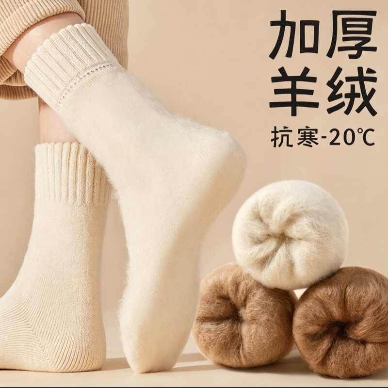Cashmere Socks for Women, Winter Solid Color Maternity Socks, Fleece-Lined and Thickened, 2026 New Popular Model, Wholesale from Zhuji Source Factory Cashmere Socks for Women, Winter Solid Color Maternity Socks, Fleece-Lined and Thickened, 2026 New Popular Model, Wholesale from Zhuji Source Factory