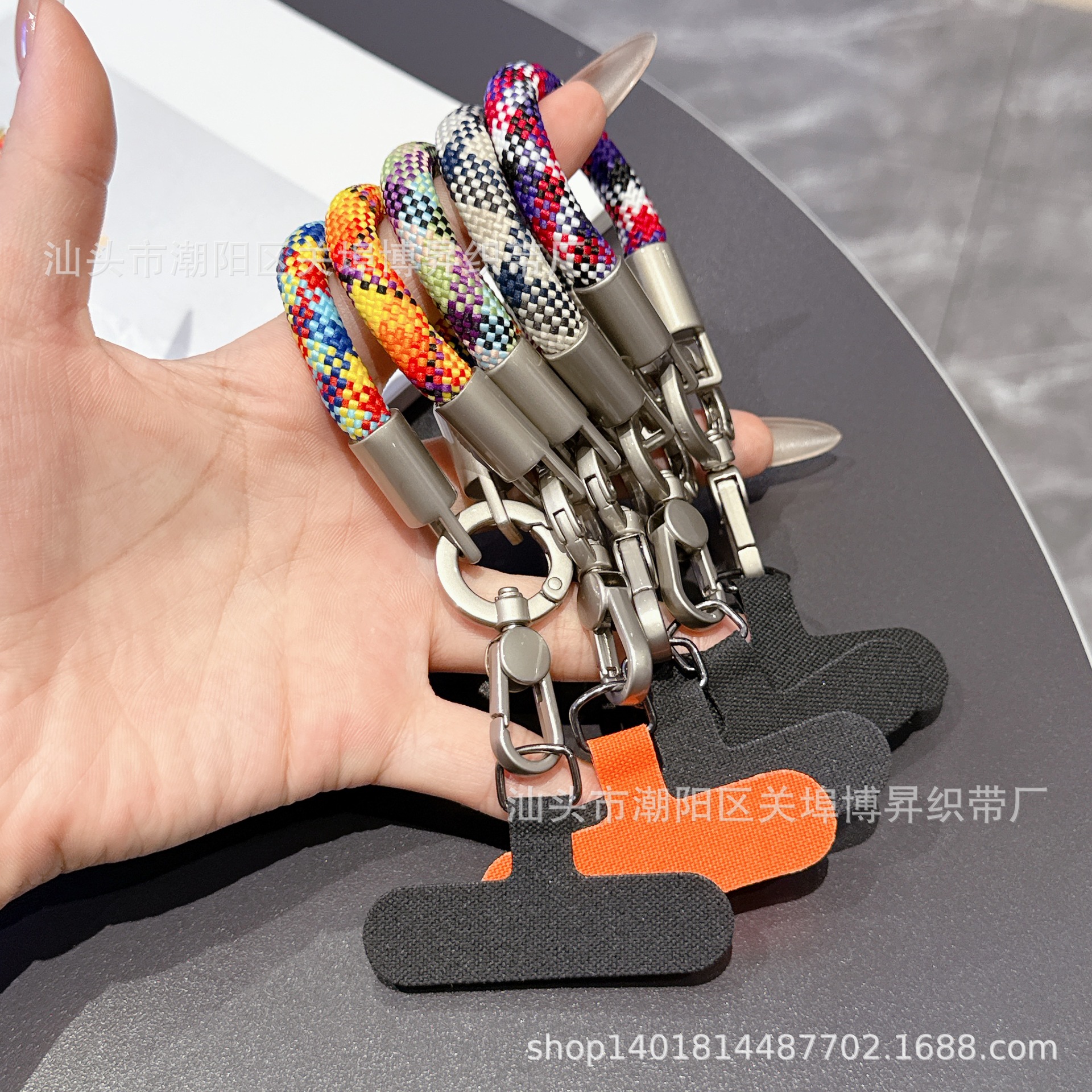 ins创意短款手指带卡片挂绳 小挂饰钥匙扣