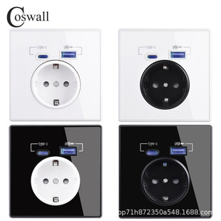 Type-C interface socket, acrylic panel EU French standard German standard French standard socket with USB aesthetics