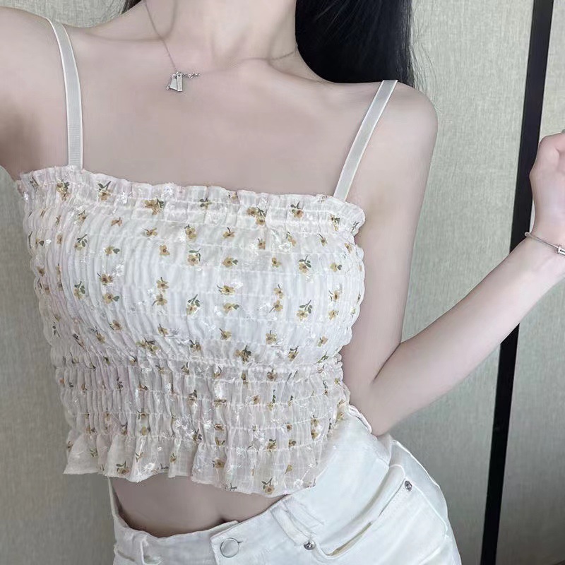 Chic French Floral Backless Cami Top