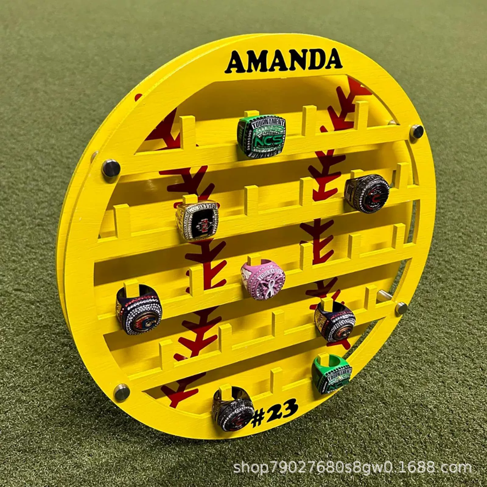 Деревянные полки для бейсбольных колец круглый спортивный чемпионат кольцо для хранения настенных ювелирных украшений