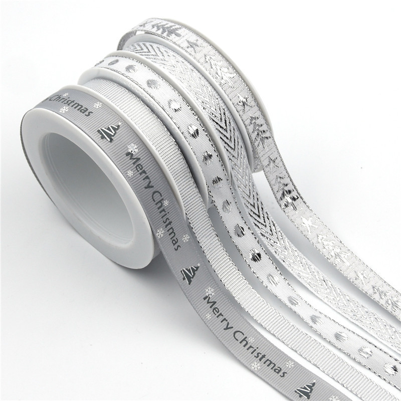 Nuevo paquete de regalo de impresión transfronteriza de cintas de Navidad de decoración de árbol de Navidad bordado jacquard set