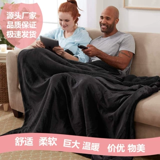 跨境欧美定制包装LOGO高品质大床冬季羊羔绒毛毯柔软保暖毛绒毯子