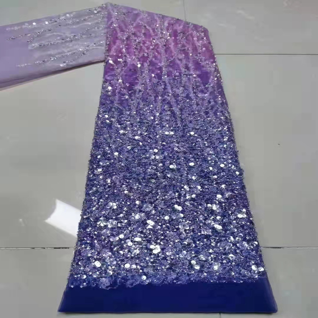 Tubo tridimensional cuentas de tela de lentejuelas patrón geométrico vestido de color degradado vestido de novia encaje bordado paño JX1891