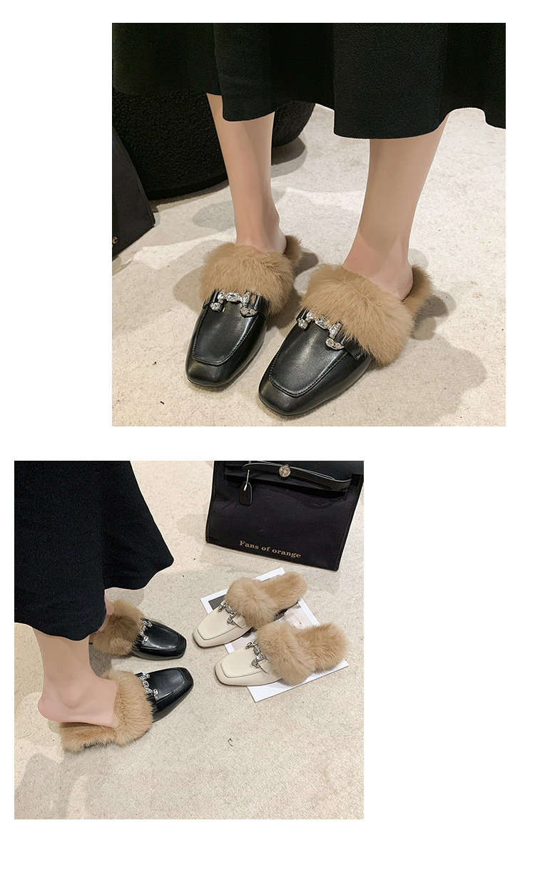 Damesschoenen Baotou halve pantoffels voor dames herfst en winter outdoorkleding nieuwe muiltjes slip on lazy furry schoenen katoenen pantoffels_voghion.com