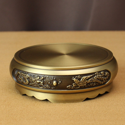 Brass base brass landscape base Chinese retro ornaments home plum blossom base small copper crafts