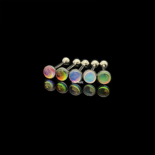 SMTNEK Titanium Steel Aurora Gradient Color Tongue Nail External Thread Rod Stainless Steel Piercing Jewelry
