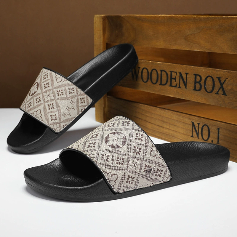 Мужские летние пляжные шлепанцы больших размеров с плоской подошвой и принтом, для отдыха и спорта на открытом воздухе