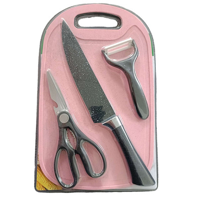 亞馬孫4件套刀帶菜板 不粘廚具陶瓷瓜刨防滑菜板雙面吸塑4件廚具