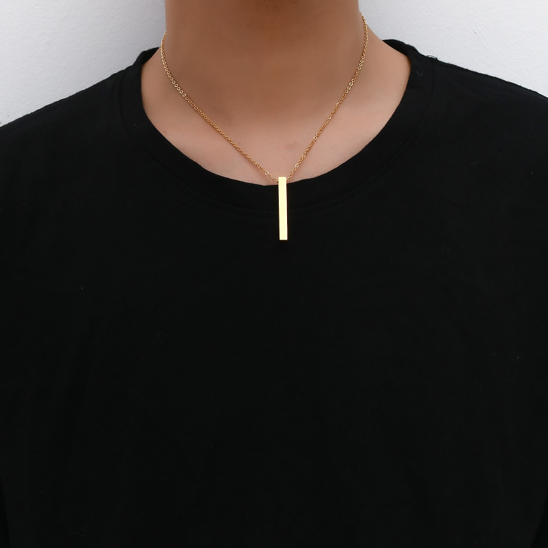 Domineering accessories, long name necklaces, trendy women's rectangular geometric engraved pendant necklaces_voghion.com