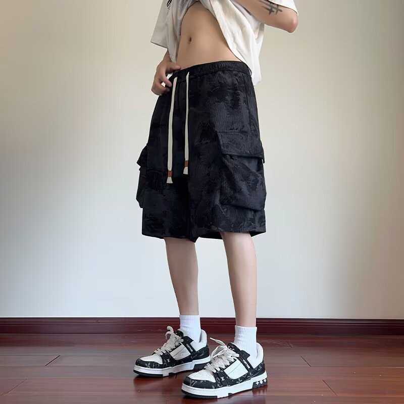 Cross-Border Tie-Dye Ink Painting Cargo Shorts Men's Summer New Workwear Casual Loose Heavy Five-Point Pants Trendy Brand Cross-Border Tie-Dye Ink Painting Cargo Shorts Men's Summer New Workwear Casual Loose Heavy Five-Point Pants Trendy Brand