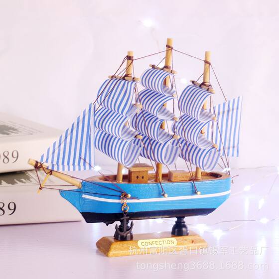 16cm Sailing crafts decoration Mediterranean style wooden sailing model large cake baking decoration