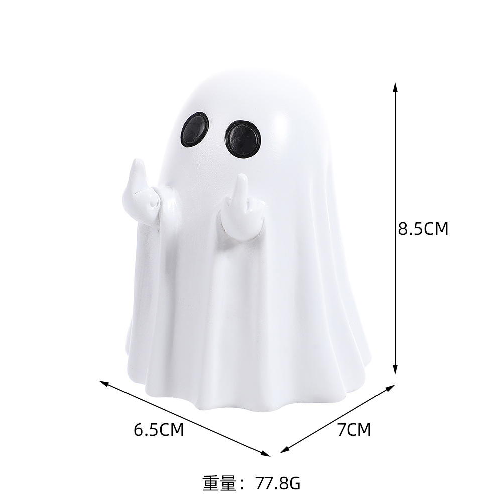 (2개) 새로운 할로윈 유령 중지 손가락 장식품 창의적 귀여운 작은 유령 장식 수지 공예 홈 장식품