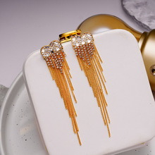 流苏耳环女欧美ins冷淡风个性锆石耳钉复古夸张轻奢气质长款耳饰