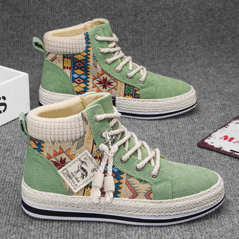 Otoño nuevos zapatos de panel de tela de fibra de alto impacto de moda personalidad de paja al aire libre zapatos deportivos casuales de hombre