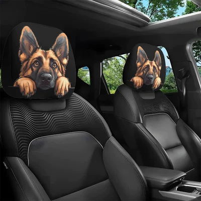 Customizable with Labels and | Universal seat cover - cute-german-shepherd-dog-double-sided-printing-2-pack