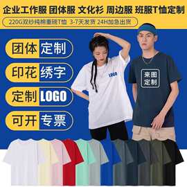 批发现货200G精梳纯棉圆领宽松短袖半袖白t恤男女文化广告衫