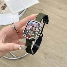 适用苹果手表iwatch9表带S8磁吸磁吸疯马纹applewatch7/6/5/4SE代