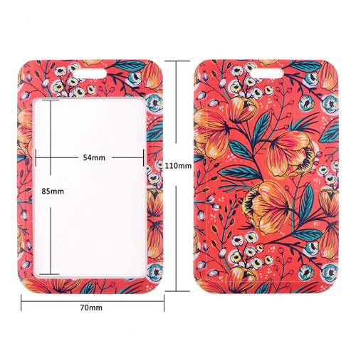Small flowers, roses, mobile phone rope card holder, bus work brand, key chain, access card lanyard for men and women