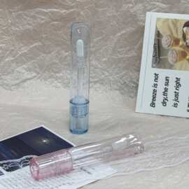 新款petg透明粉/蓝压尾管唇釉管包材简约8ml唇釉管源头厂家批发