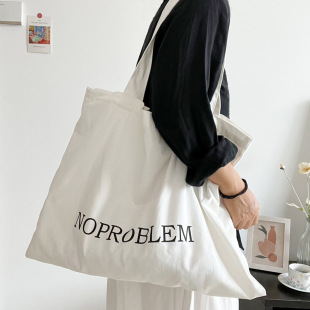 Casual English Canvas Bag Noproblem Versatile Large-Capacity Bag Versatile Shoulder Bag Open Literary Bag
