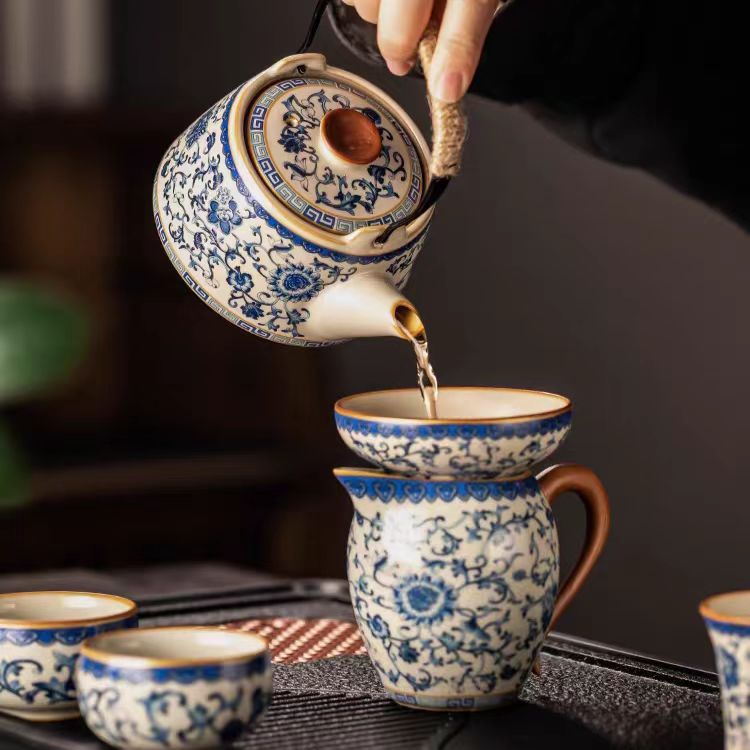 Alta calidad Nuevo 2024 nuevo arroz verde huangru horno kung fu conjunto de té doméstico ligero de lujo de alta calidad cerámica china tetera taza de té