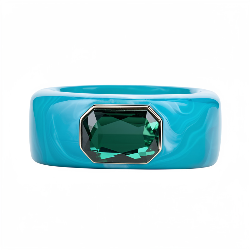 Brazalete de abertura cuadrada de resina de diamante estilo europeo y americano personalidad exagerada pulsera ligera de lujo nicho alta sensación de joyería mayorista