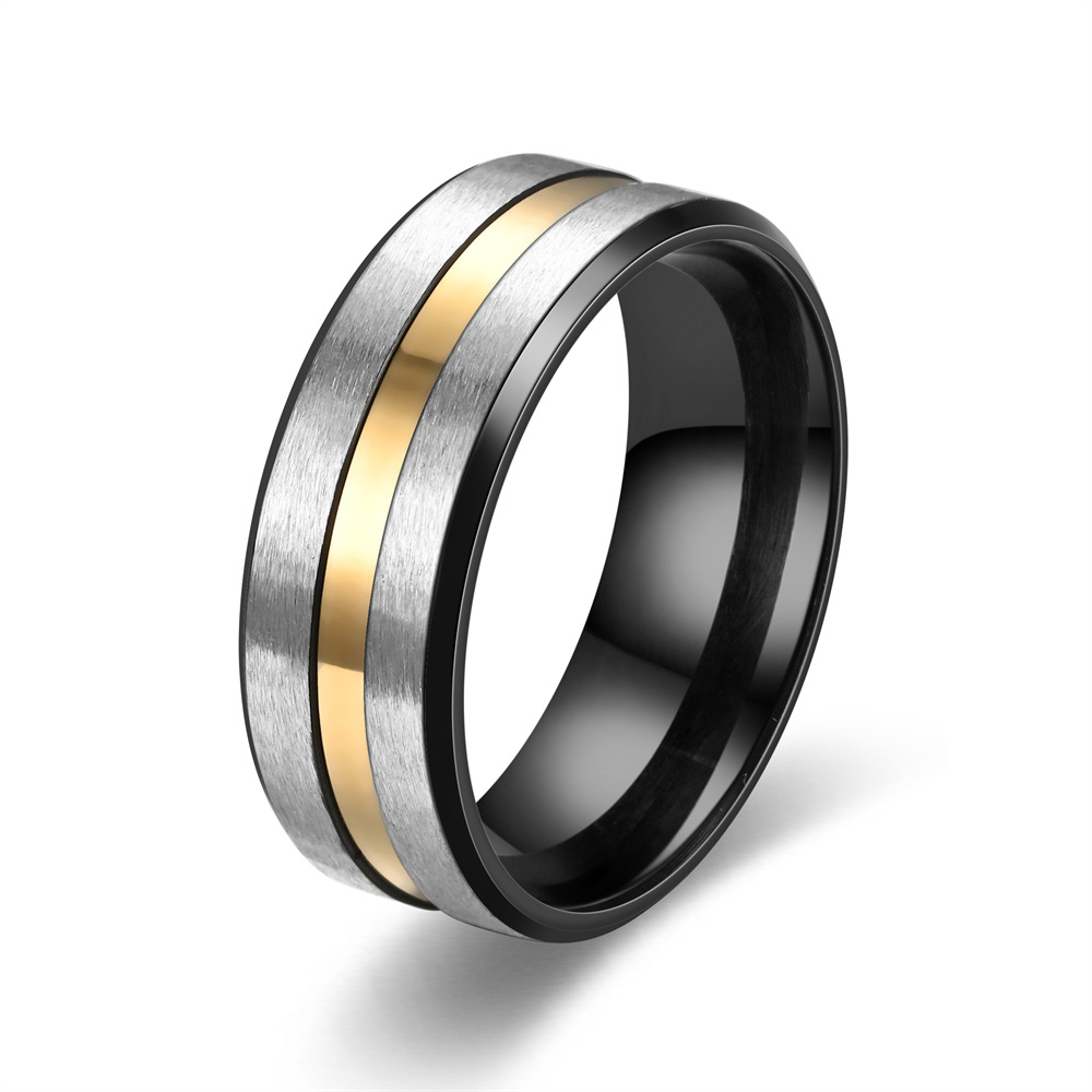 Simple Style Color Block Titanium Steel Couple Rings display picture 1