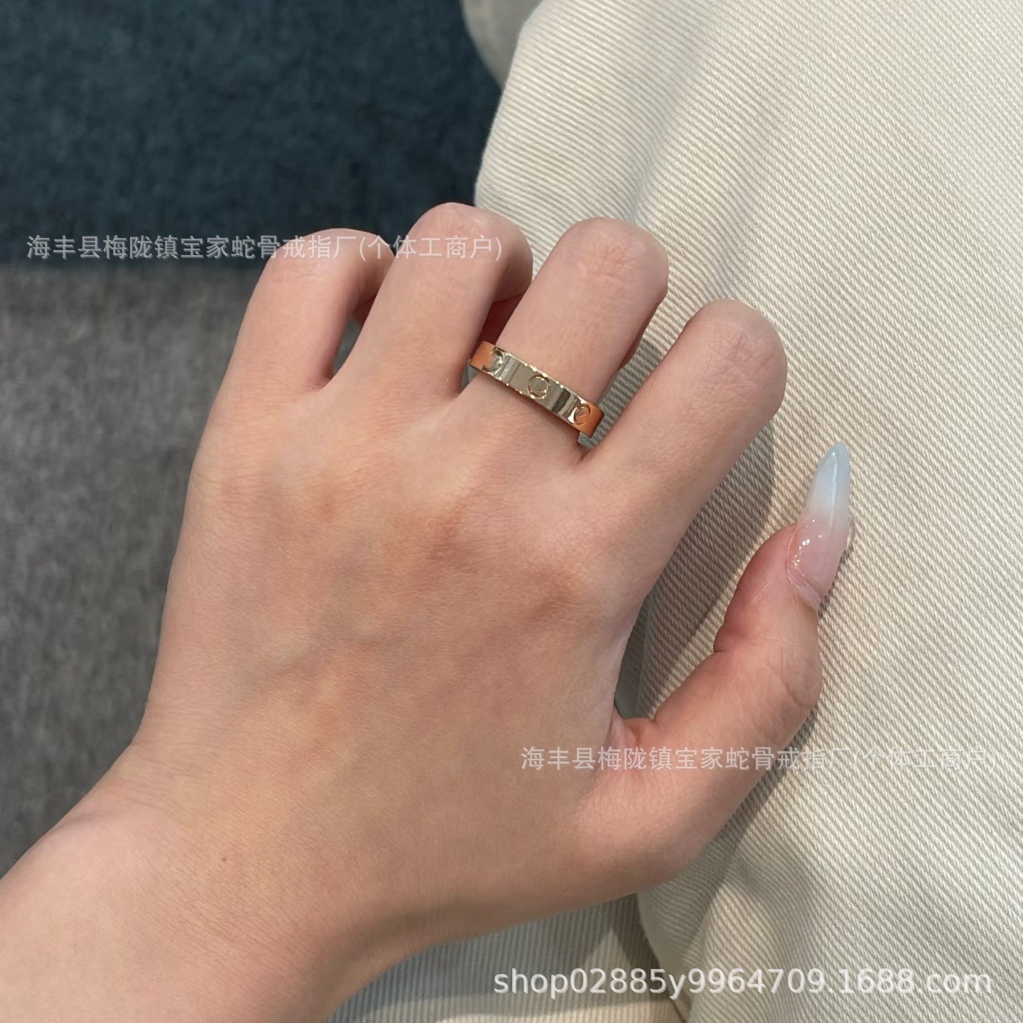 카자 러브 네일 반지 18K 로즈 V골드 도금 말굽 코코 만화경 더블 T1 남녀공용