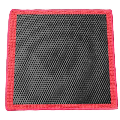 Car cleaning tools towel, mesh car wash gloves - hollowed-out-clay-surface-grid-patterned-abrasive-cloth-in-bright-red