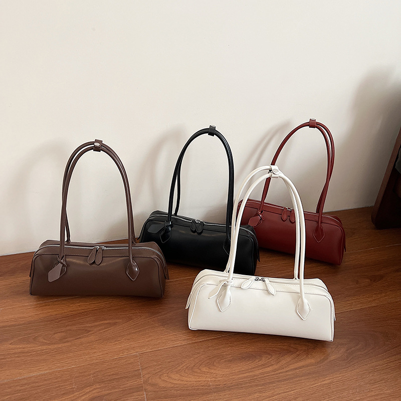 French Niche Underarm Bag, Individual Long Baguette Bag, Solid Color Versatile Trendy Shoulder Bag For Women - Thumbnail 2