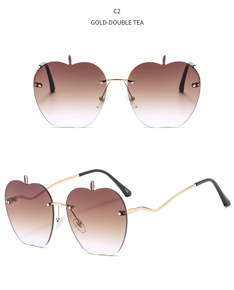 50g Weight Frameless Glasses Structure Sunglasses Classification PC, UV400 Protection, Gradient Tinted Lenses Lens Material Square Glasses Style Outdoor, Travel, Beach Occasion Apple Pattern All Seasons Season Unisex Gender Vacation, Novelty Style Vacation Novelty Apple PC UV400 Protection Gradient Tinted Lenses Square Frameless Women's Sunglasses 4