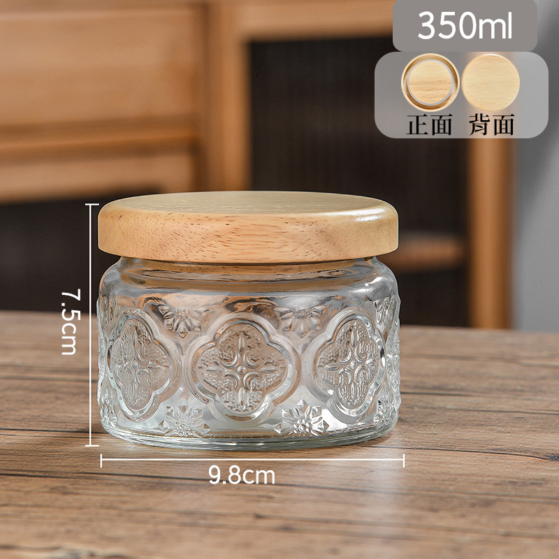 Taza de vidrio sellada Retro Begonia Pattern Glass Jar Household Snack Nut Storage Jar Size Combination