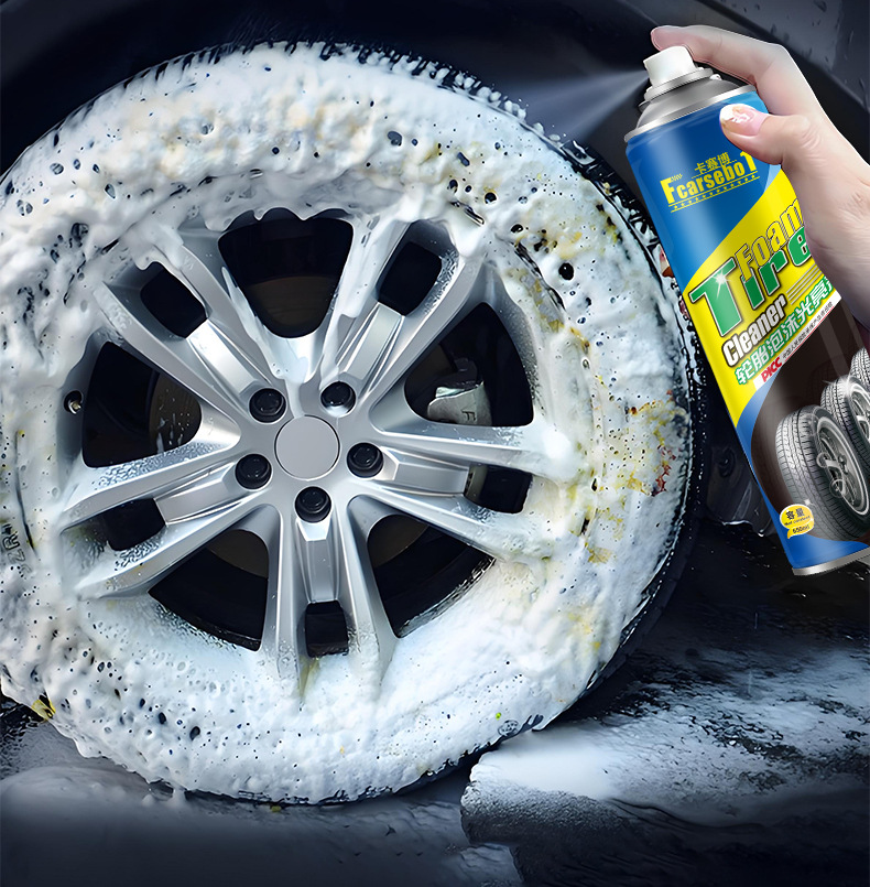 Car Tire Shine Agent, Blackening and Long-Lasting Tire Wax, Maintenance and Anti-Aging Foam Wheel Hub Cleaner
