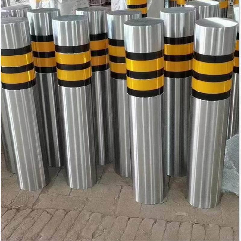 不锈钢立柱道路警示柱防撞设施 不锈钢预埋可拆卸警示柱隔离桩