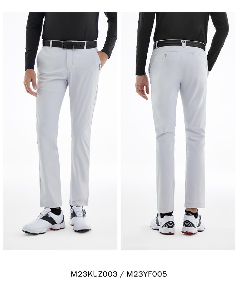 Quần dài golf nam mùa hè thắt lưng co giãn, phong cách thể thao — M23KUZ003-màu xám, M23KUZ003-màu trắng, M23KUZ003-Đen, M23KUZ003-màu xanh lá cây chi tiết 13