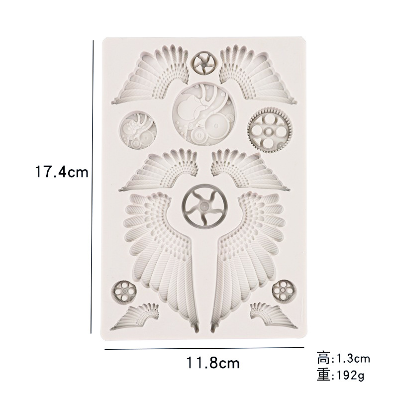 Alas grandes y pequeñas formas de engranajes molde de silicona alas mecánicas molde de horneado de chocolate molde de decoración de pastel de fondant