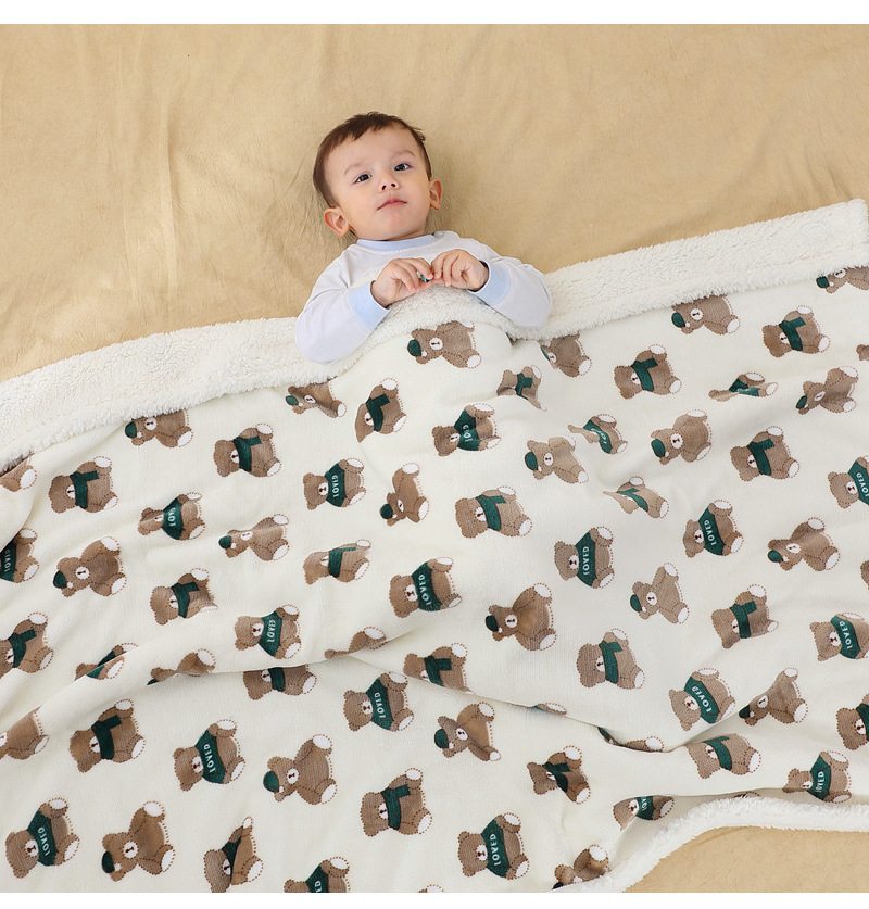 法兰绒小毛毯儿童羊羔绒盖毯双层加厚珊瑚绒被子午睡幼儿园婴儿毯详情18