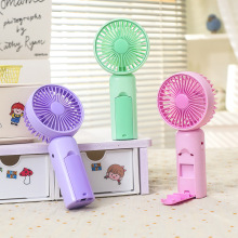纯色极简风手持电风扇随身降温大风力带隐藏式手机支架桌面小风扇