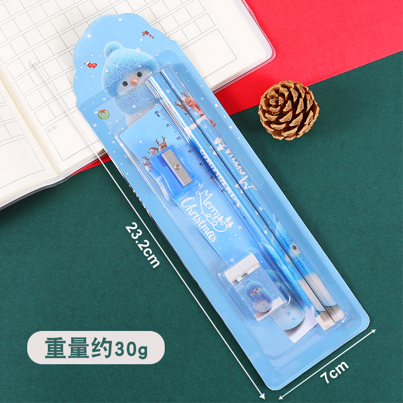 Lápiz de Navidad transfronterizo dibujos animados lindo lápiz en caja 6 piezas con borrador lápiz HB regalo de Navidad al por mayor